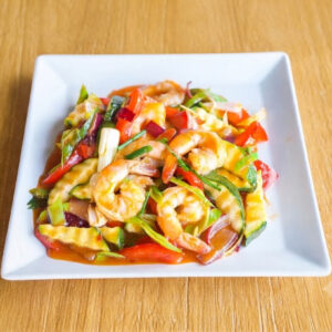 Crevettes sauce aigre-douce ananas